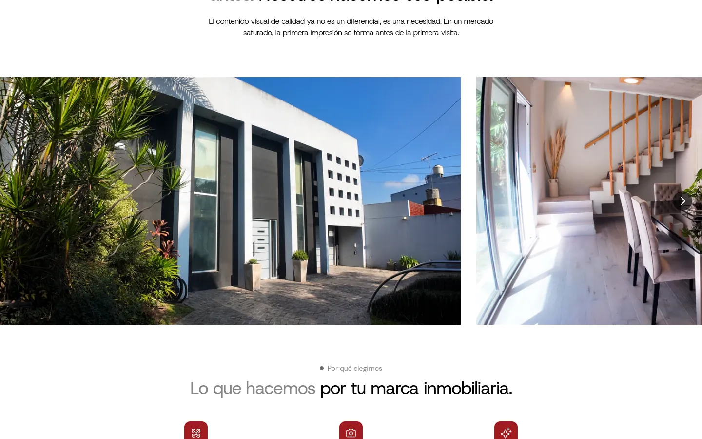Magazine section with property photography and the list of services