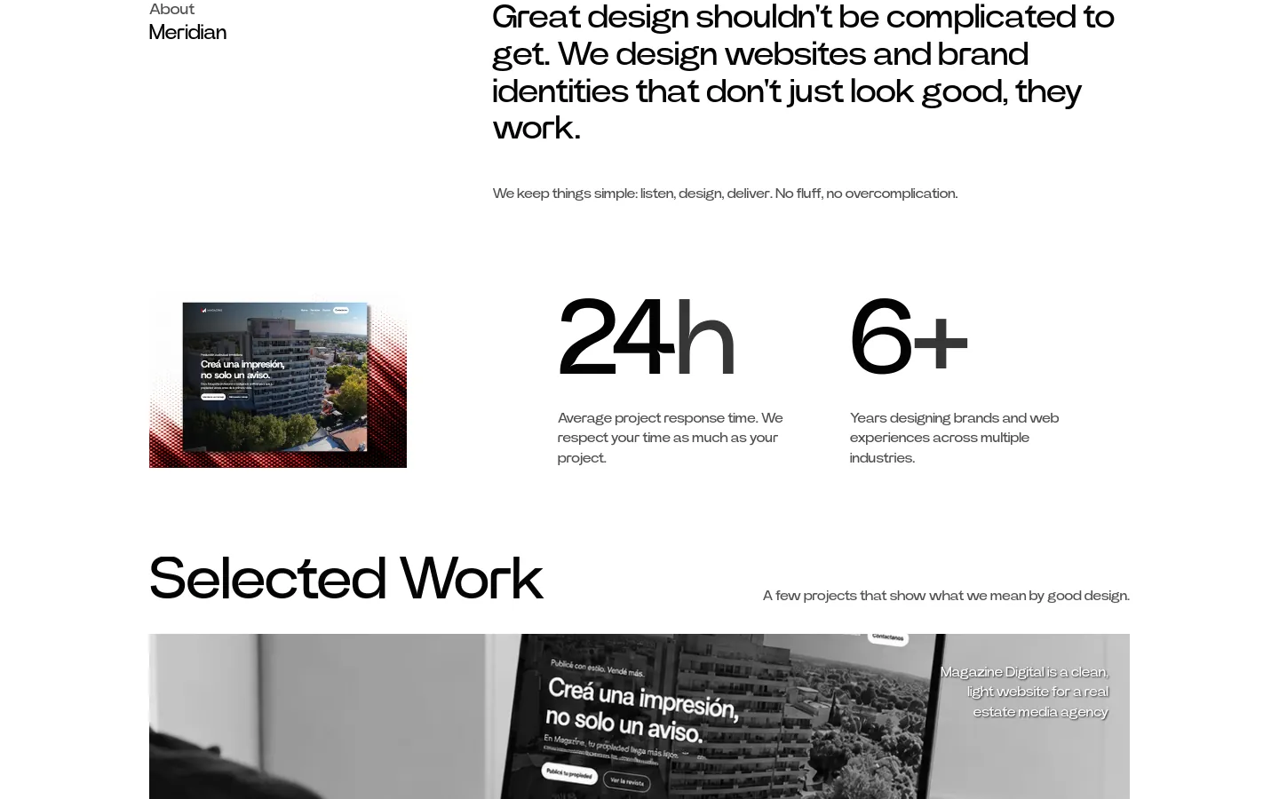 Meridian about section with large numbers and the start of selected work